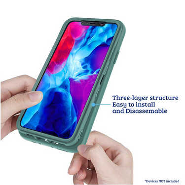 iPhone 12 Mini Compatible Case Cover With 3 in 1 Shockproof Silicone Armor - Teal